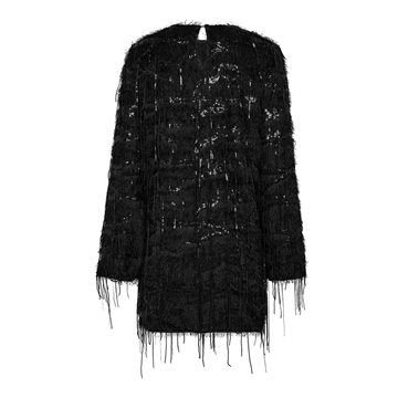 Haute L\' Amitié - Sequin Fringe Midi Dress - Black